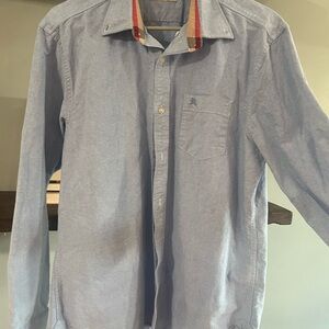Burberry Light Blue Shirt with Red Plaid Collar Vintage
